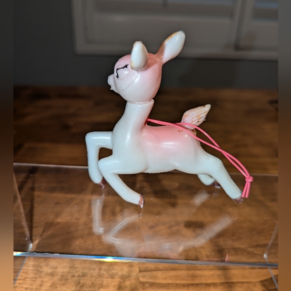 Vintage Pink Reindeer Ornament Hong Kong 60s - Picture 3 of 9